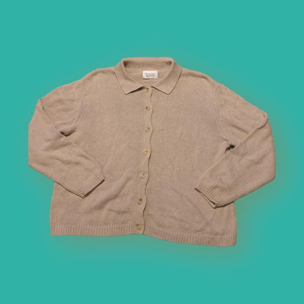 Adorable cream/khaki collared sweater